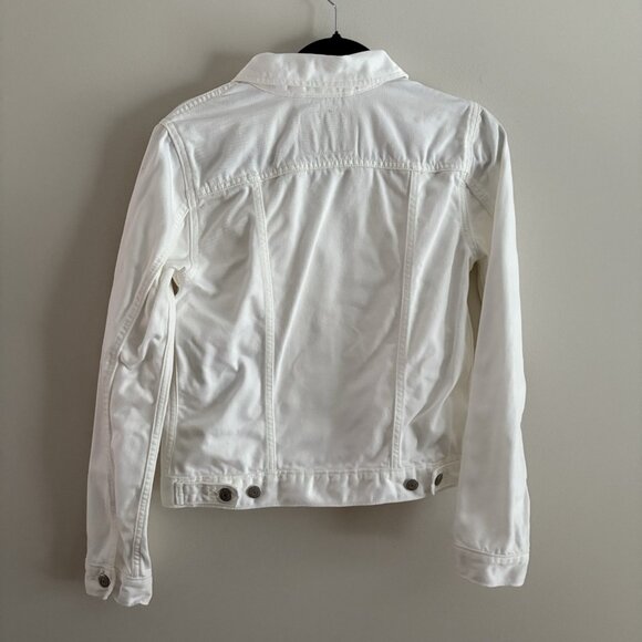 Levis Women S White Denim Casual Slim Button Front Original Trucker Jean Jacket - Picture 12 of 13
